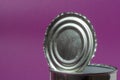 Open tin can lid close-up Royalty Free Stock Photo