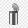 Open tin can mockup, realistic style Royalty Free Stock Photo