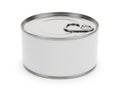 Open tin can with pull tab on white background Royalty Free Stock Photo