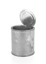 The open tin can on a white Royalty Free Stock Photo