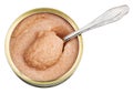 Open tin with caviar of saffron cod with spoon Royalty Free Stock Photo