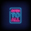 Open To All Neon Signs Style Text vector Royalty Free Stock Photo