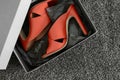Open toe criss cross leather mule shoes. Fashion heels shoes in