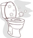 Open toilet lid cause dispersal of germ as a result of flushing Royalty Free Stock Photo