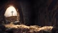 Open Tomb with Cross in Background