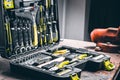 Open Tool-box with many tools. Royalty Free Stock Photo