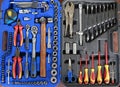Open toolbox with different instruments. Set tools in a box