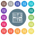 Open toolbox flat white icons on round color backgrounds