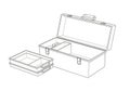 Open toolbox illustration showing a rectangular box with a handle on the lid. It has Royalty Free Stock Photo