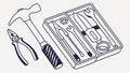 Open Toolbox with Variety of Hand Tools for Any Task Vector, vector design Generative AI Royalty Free Stock Photo