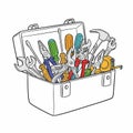 Open toolbox with various hand tools Royalty Free Stock Photo
