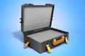 Open tools case 3d render on blue background Royalty Free Stock Photo