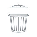 Open trash bin.Linear vector illustration.