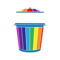 Open trash can in the form of a rainbow. Royalty Free Stock Photo