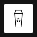 Open trash can icon, simple style