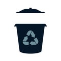 Open trash can with recycle sign. Royalty Free Stock Photo