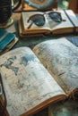 Adventure journal with travel sketches Royalty Free Stock Photo