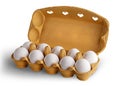 Open tray with eggs rotated