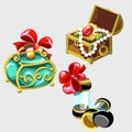 Open treasure chest and closed casket of Princess Royalty Free Stock Photo