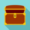 Open treasure chest icon, flat style Royalty Free Stock Photo