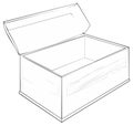 Open Treasure Chest Illustration, Box Outline Drawing, Empty Container Sketch Royalty Free Stock Photo