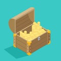 Open treasure chest isolated flat isomertic design Royalty Free Stock Photo