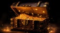 Open treasure chest with shinny gold. Generative Ai Royalty Free Stock Photo