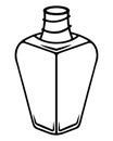Open tube of nail polish. Bottle with a narrow neck and screw thread. Doodle style