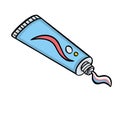 open tube of toothpaste, personal hygiene illustration, vector