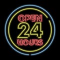 Open Twenty four hours neon sign