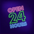 Open Twenty four hours neon sign