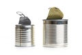 Open two empty tin cans on a white background Royalty Free Stock Photo