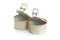 Open two empty tin cans on a white background Royalty Free Stock Photo