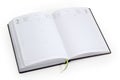 Open Ukrainian and English languages business diary on white background Royalty Free Stock Photo