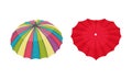 Open Umbrella as Waterproof Protective Accessory for Rainy Weather Vector Set