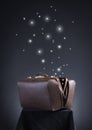 From the open valise fly magic stars. Royalty Free Stock Photo