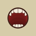 Open Vampire Mouth with Teeth Vector