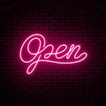 Open, vector neon inscription sketch for signboard