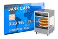 Open View Pizza Merchandiser with credit card, 3D rendering