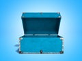 Open Vintage blue hand safe box 3d render on white