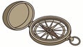 Open Vintage Brass Compass for Navigation, vector design Generative AI Royalty Free Stock Photo