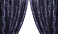 Open vintage dark blue curtains