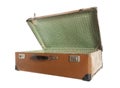 Open vintage old leather suitcase Royalty Free Stock Photo