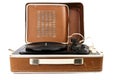 Open vintage suitcase turntable Royalty Free Stock Photo