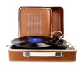 Open vintage suitcase turntable Royalty Free Stock Photo