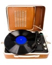 Open vintage suitcase turntable Royalty Free Stock Photo