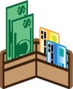 Open Wallet Icon Bills and cards Vector