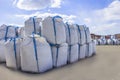 Open warehouse of big bags Royalty Free Stock Photo