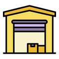 Open warehouse icon color outline vector