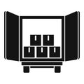 Open warehouse truck icon, simple style